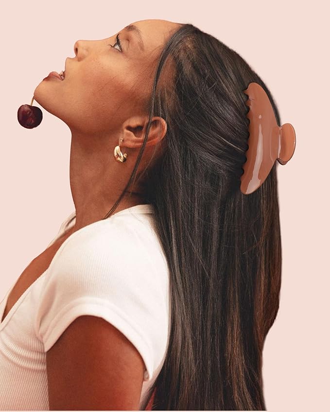 HAIMEIKANG Large Acetate 4 Inch Hair Claw Clip for Women - French Style Hair Claws for Thick Hair with Non-Slip Teeth, Hair Accessories for Updos, Buns & Ponytails