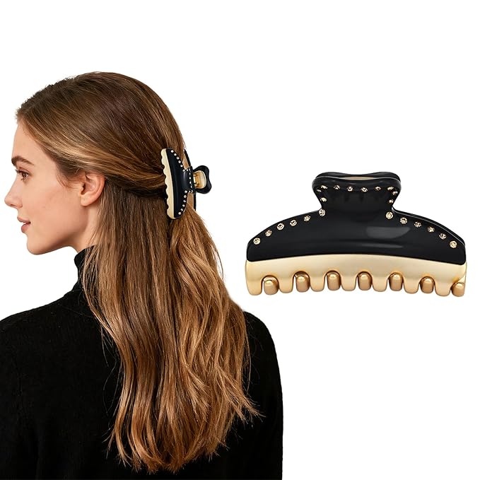 2026 Premium Durable Hair Claw Clip for Women, Original Italian Designed Strong Grip Hair Clips for Normal Fine Thin Hair, No Slip Jaw Clips with Gift Box for Christmas Birthday Girls, 3 Inch Black