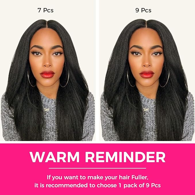 Lashey Seamless Clip in Hair Extensions Human Hair 150g 9pcs 20 Inch Kinky Straight Natural Black Real Human Hair Clip in Hair Extensions with Soft PU Weft