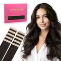 WENNALIFE Tape in Hair Extensions Human Hair Dark Brown Tape in Extensions, 10pcs 30g 26 inch Remy Invisible Tape Ins Straight Colored Soft Real Human Hair Tape in Extensions Refill Set Extensions
