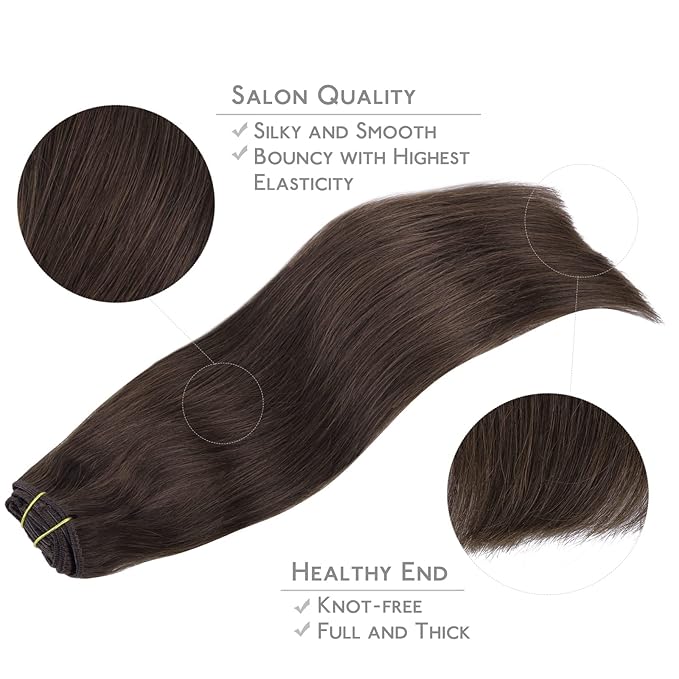 Wennalife Clip in Human Hair Extensions, 24 Inch 150g 9pcs Clip in Hair Extensions Real Human Hair, Light Dark Brown Human Hair Clip in Extensions Remy Human Hair Extensions Clip Ins Double Weft