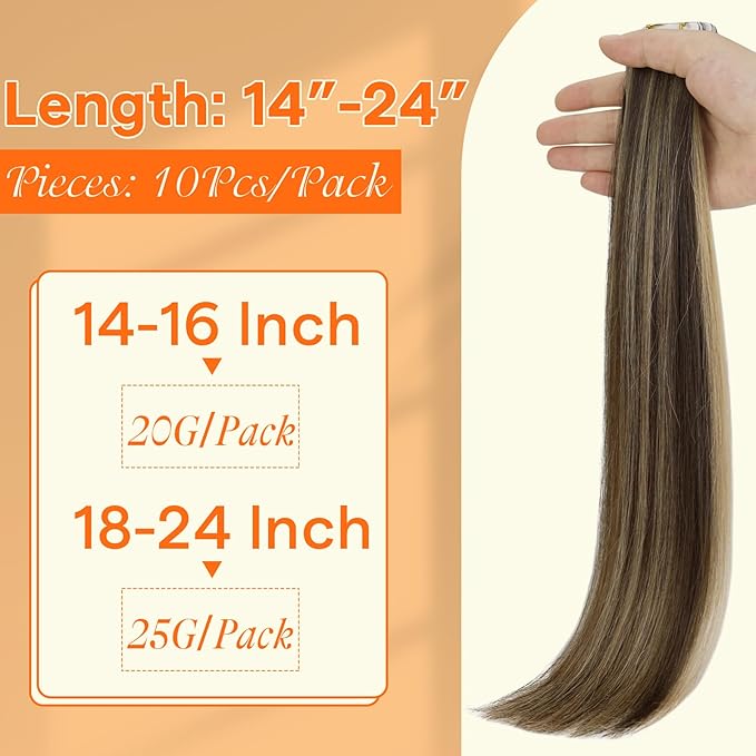 Full Shine Seamless Machine Remy Virgin Extensions Human Hair Color BM Injection Tape in Extensions 20Gram Invisible Skin Weft Tape in Hair Extensions Human Hair 14Inch 10Pcs For Wedding
