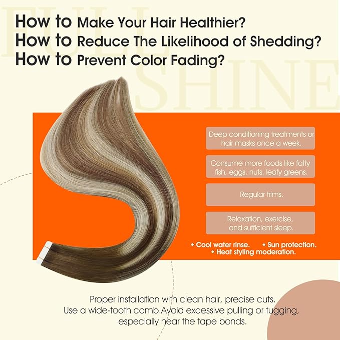 Full Shine Balayage Tape in Extensions Color 4 Brown Ombre 27 Caramel Blonde And 60 Blonde Highlight 8 Ash Brown 22Inch Long Tape in Hair Extensions Real Human Hair 50Gram 20Pcs Remy Hair Extensions
