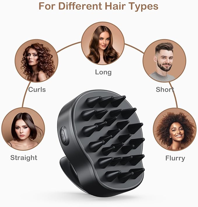 Electric Hair Scalp Massage Brush with Soft Silicone Bristles,3-Level Vibration,IPX6 Waterproof for Hair Growth & Dandruff Removal, Scalp Exfoliator(Purple)