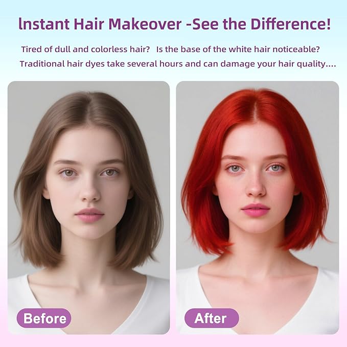 Red Hair Spray, Temporary Hair Color Spray For Kids Women Men, Temporary Hair Dye Washable Hair Color Wax,Non-Sticky Color Hair Spray for Halloween Crazy Hair Day,Cosplay Party DIY,Christmas (FireRed)
