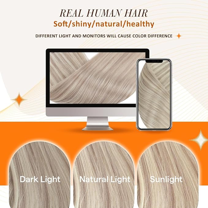 Full Shine Clip in Hair Extensions 24 inch 160g 8Pcs Seamless Clip in Hair Extensions Ash Blonde Mix Platinum Blonde Remy Hair Clip ins for Women