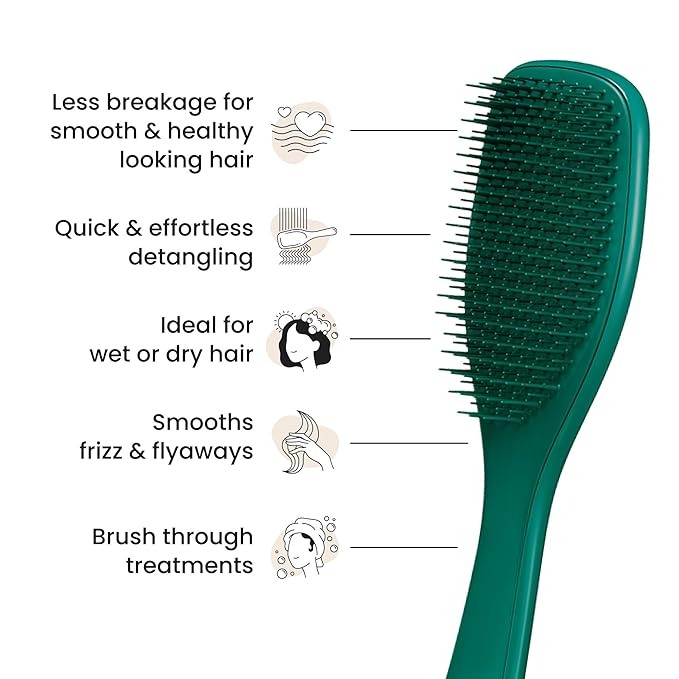 Tangle Teezer Ultimate Detangler Brush for Wet & Dry Hair, Eliminates Knots & Reduces Breakage for All Hair Types, Amazon Exclusive Emerald Green