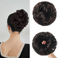 Large Messy Bun Hair Piece Curly Synthetic Extensions Scrunchies Fake Chignon Updo Hairpieces for Women Dark Brown