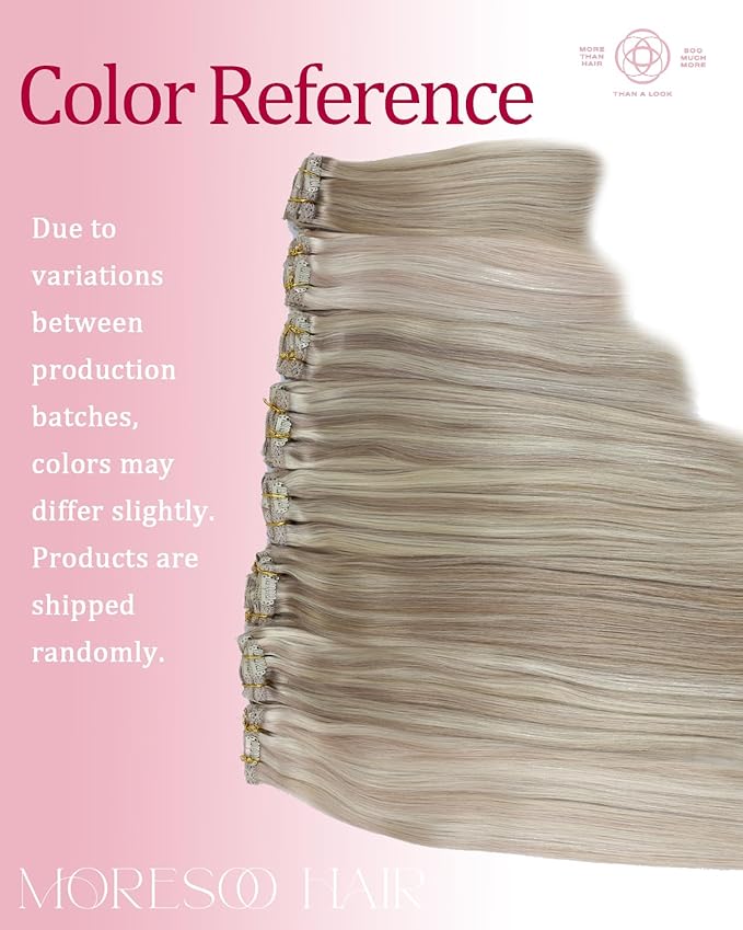 Moresoo Blonde Highlight Clip in Hair Extensions Light Brown with Highlights for Women Short Human Hair Clip in Extensions Light Brown with Platinum Blonde Double Weft 80g/5pcs 12in