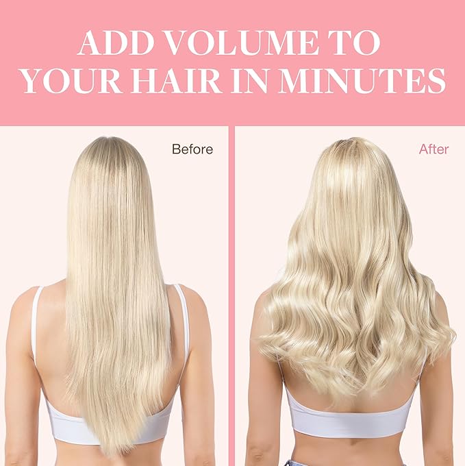 GOO GOO Clip in Hair Extensions Real Human Hair, Remy Human Hair Extensions Clip ins for Women, Natural Human Hair, 18inch 120g 7Pcs, 17A/60A Ash Blonde Highlighted Platinum Blonde
