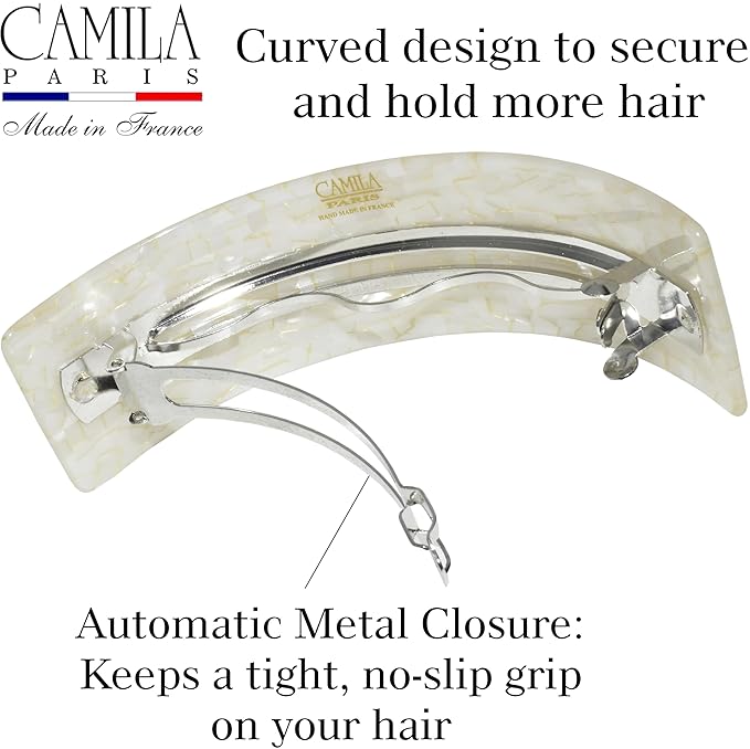 Camila Paris CP3577 French Hair Barrette Clip for Girls for Thick Curly Wavy Long Hair, Strong Hold Grip Hair Clips for Women, Automatic, No Slip Styling Girls Hair Accessories, Handmade in France