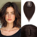 Rich Choices Hair Toppers for Women Real Human Hair 100% Human Remy Toppers NO Bangs for Women with Thinning on Top Clip in Hairpiece 4"x4.7"Lace Base 14 Inch #2 Dark Brown