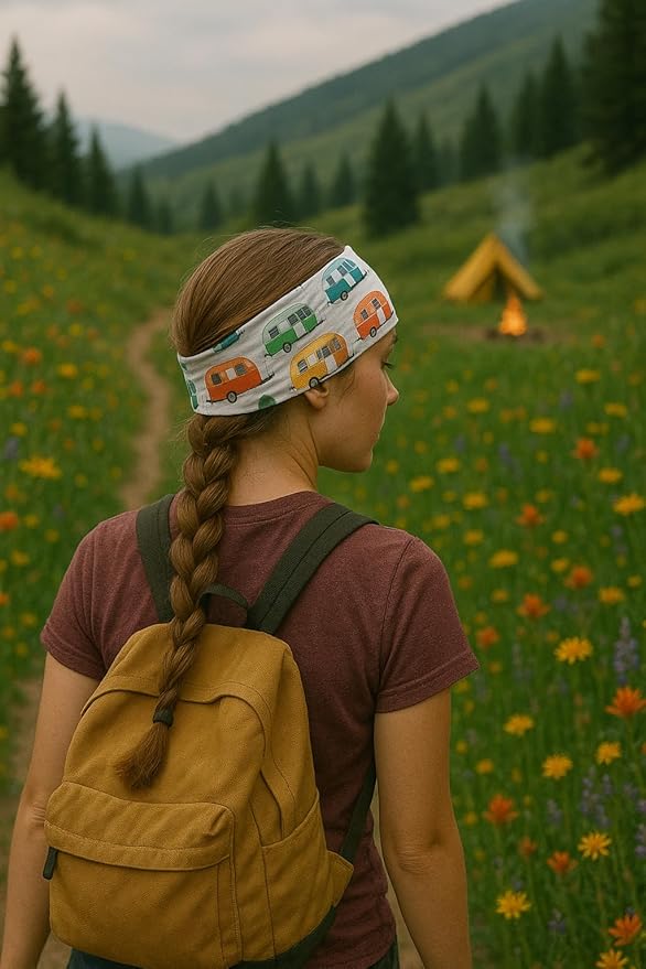 Soft Stretchy Headband, 3-in-1 Versatile Twist Style, One-Piece (Retro Camper, Child)