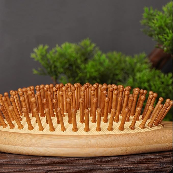 Lindale Wooden Hair Brush for Women Men, Natural Bamboo Detangler Paddle Hairbrush for Hair Growth Massaging Scalp, Reduces Static for Curly Hair with Ergonomic Handle Square