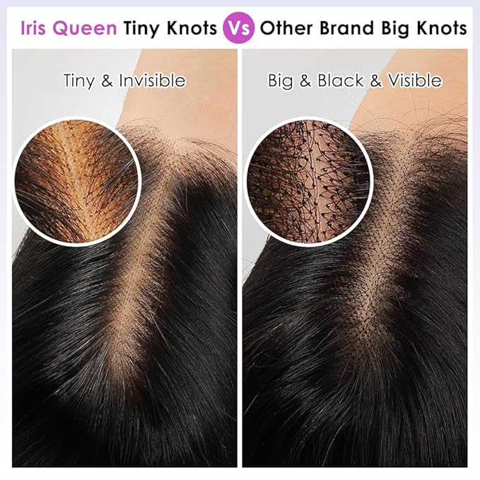 Iris Queen Straight 30inch 220 Density Transparent Lace Frontal Human Hair Wigs Pre Plucked for Women 12A 13x4 HD Lace Front Wig with Baby Hair Natural Black Color