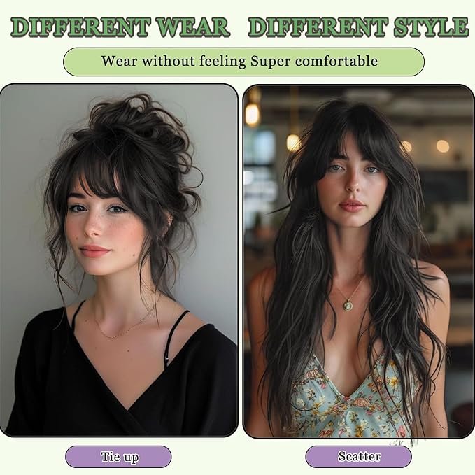 Hair Toppers for Women Real Human Hair, 360°3D Bangs Clip Human Toppers for Women with Thinning hair Realistic Scalp Line (Brown Black, 3D French Bangs(11 * 7))