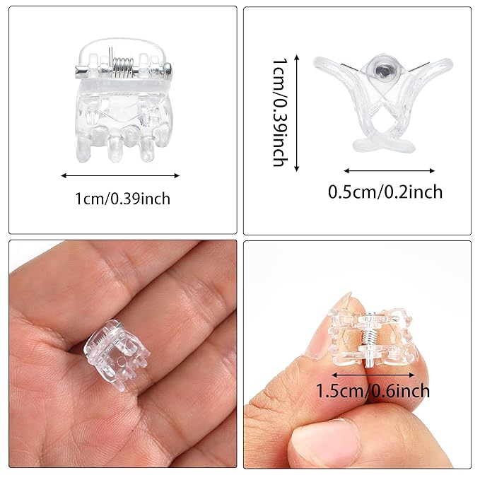 Cobahom 120PCS Clear Mini Hair Claw Clips, 0.39 Inch/1cm Claw Clips for Hair, No-Slip Plastic Small Jaw Clips for Fine Thin Hair, Micro Hair Clips for Women Girls, Clear