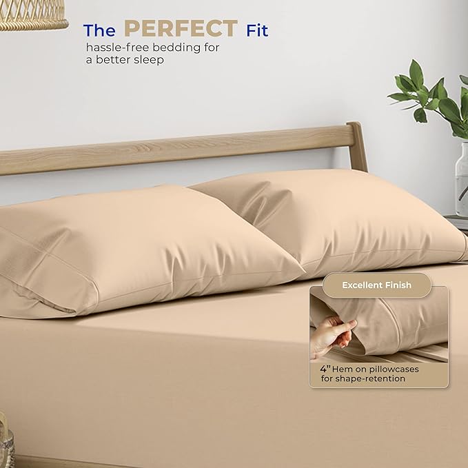 THREAD SPREAD 100% Cotton Pillowcases Standard/Queen Size Set of 2-400 Thread Count Cotton Pillowcases, Ultra Soft Cooling Sateen Weave Pillow Cases for Sleeping, Set of 2 Pillow Covers (Taupe)