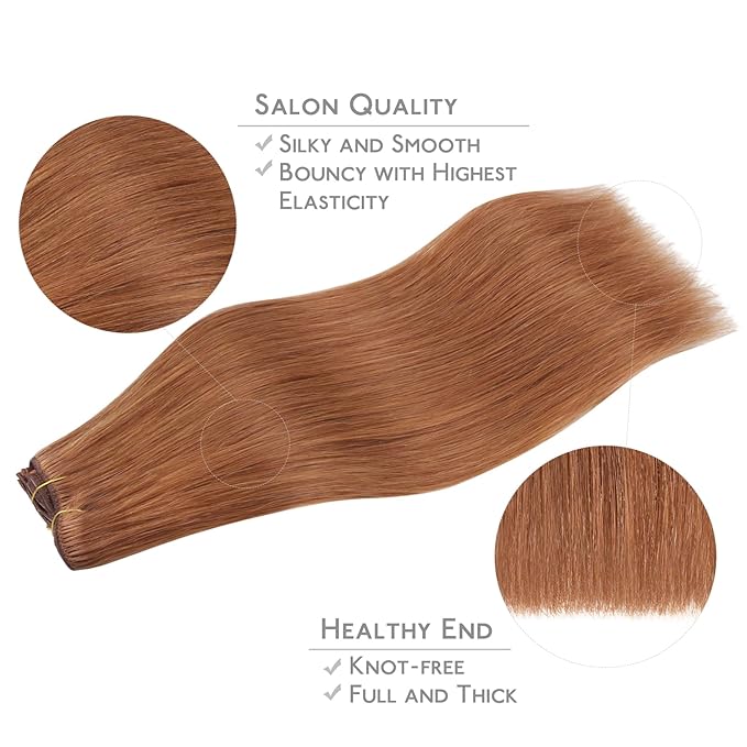 WENNALIFE Clip in Hair Extensions Real Human Hair, 18 Inch 150g 9pcs Cinnamon Terra Copper Remy Hair Thicker Double Weft Extensiones De Cabello Humano Con Clip Ins Straight Full Volume