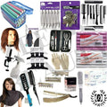 Profession 20PCS Cosmetology Kit Hair School, Barbershop Beauty Salon Approved Use! 10 Piece Comb Set, Butterfly Clips, Flex Rods, Mannequin Head w/Stand! Hair Brushes! Neck Wraps!