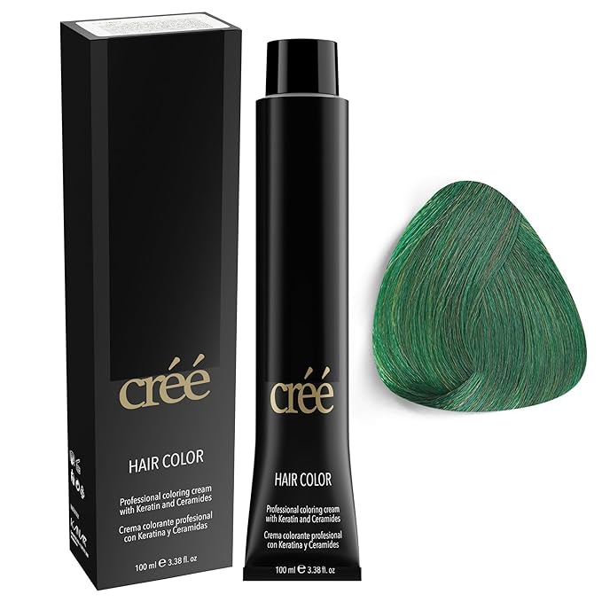Cree Professional Green - Permanent Hair Color - Long Lasting, Rich Vibrant - Gray Coverage 100ml - 3.4 fl.oz.