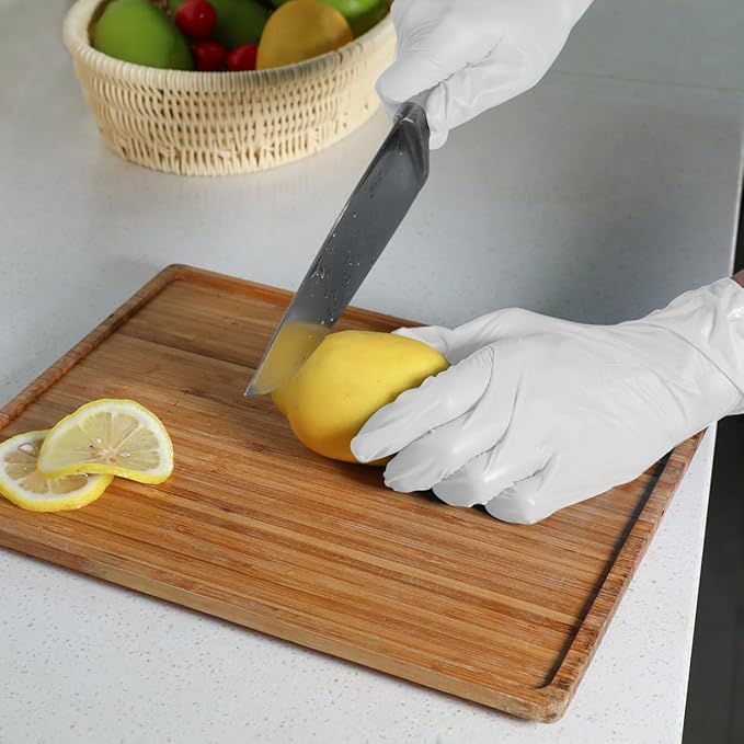 Disposable Gloves Medium, Nitrile and Vinyl Blend Material Gloves, Latex Free, 4 Mil 1000 Pc Food Grade Glove for Cleaning, Food Prep, Hair Dye, Tattoo, White