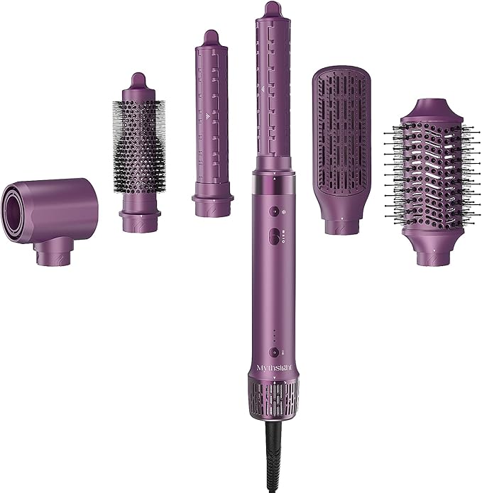 StyleVibe 6-in-1 Air Styler, Hair Dryer & Blow Dryer Brush with Auto Wrap Curl L/R, Fast Drying, Smooth Blowouts, Root-Lift Volume, No Heat Damage Frizz-Free Thermal Brush with Travel Bag