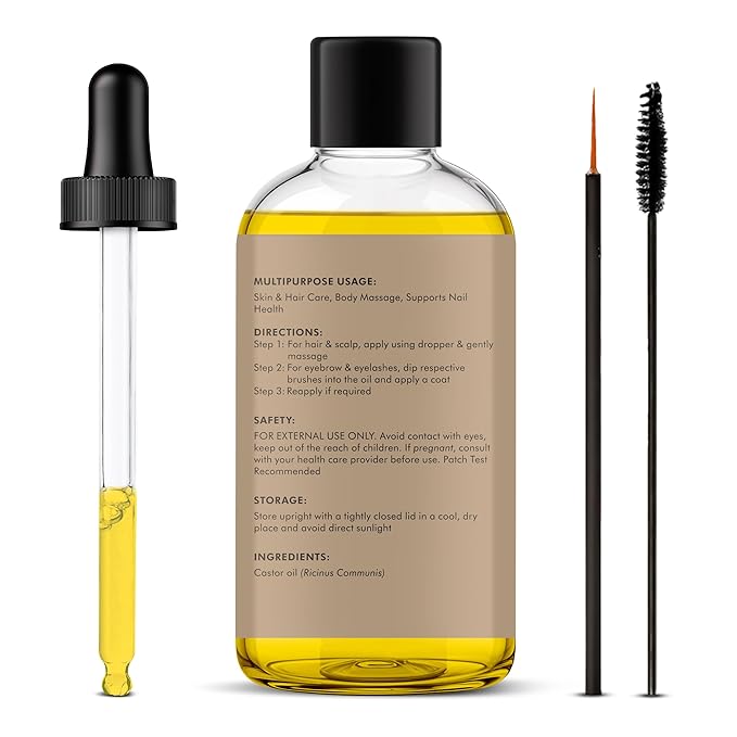 Majestic Pure Castor Oil - 100% Pure & Natural - Premium Grade, Cold Pressed, Hexane Free - Hair, Eyelashes, Eyebrows, Nails - Moisturizing & Nourishing - 2 Fl Oz