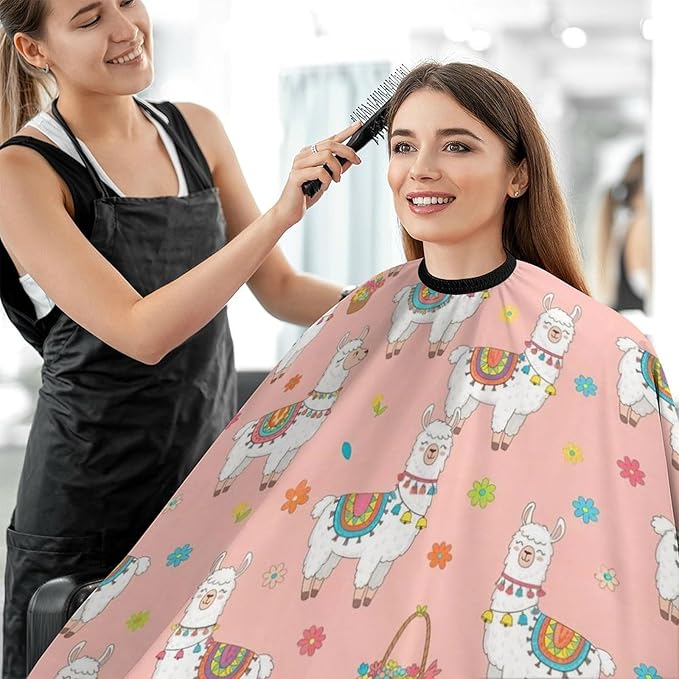 Men Women Adults Pink Llama Hair Cutting Cape, Lightweight Haircut Apron for Styling Hair Cut Hairdresser, Haircut Tools