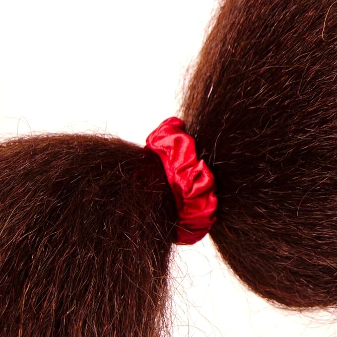 Amelia Beauty, Red Satin Small Scrunchies, 12-Pack – No Damage Hair Ties for Women, Gentle & Durable Hair Accessories, 2.5in x 0.5in