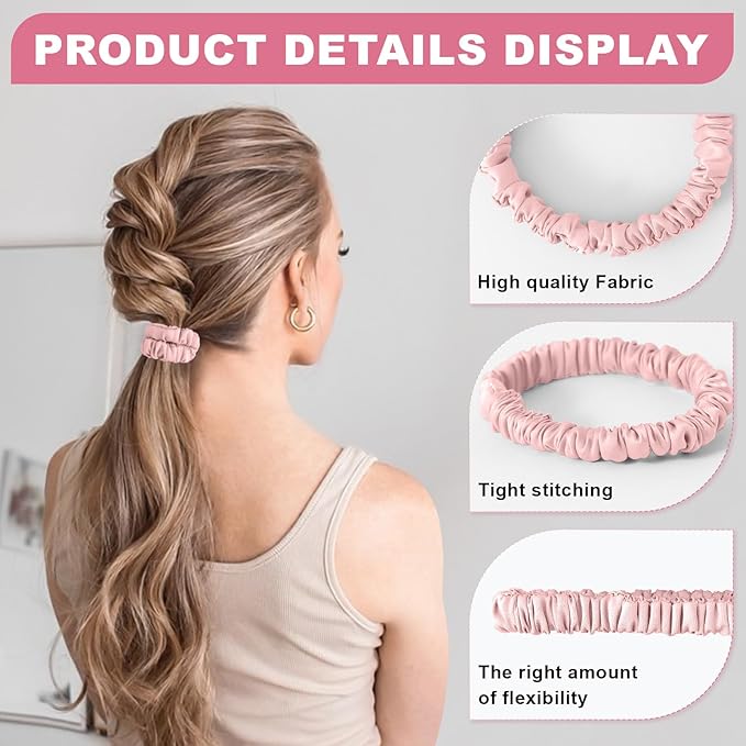 6Pcs Silk Hair Ties Small 22 Momme 100% Pure Mulberry Silk Scrunchies for Women Girls Thin Skinny Hair Sleep Scrunchies No Damage(Color 06)