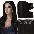 Full Shine Clip in Black Hair Extensions Black Human Hair Clip in Extensions for Concert for Volume 135 G 16 Inch 7 Pcs