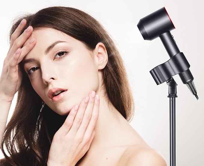 Hands-Free Rotatable Hair Dryer Stand with Adjustable Height and Heavy Base for Salon and Home Use - Ideal for Women and Pets