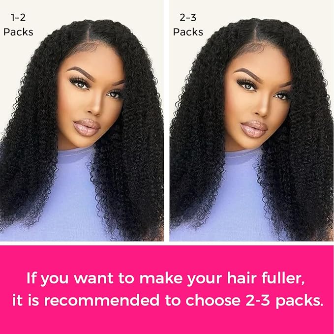 Lashey Seamless Clip in Hair Extensions Human Hair Kinky Curly 110g 7pcs PU Clip ins Natural Black 100% Real Human Hair 24 Inch