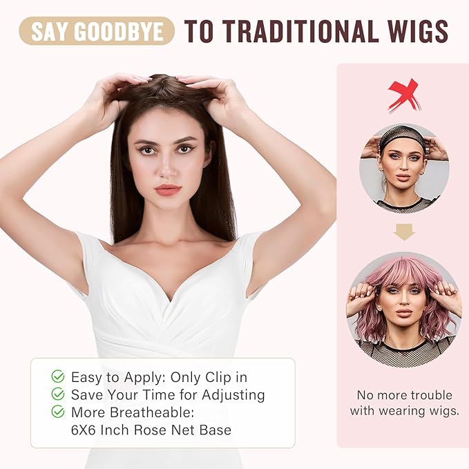 Hairro 18 Inch Long Hair Toppers Wavy with Side Bangs for Women, Clips In Synthetic Hairpieces Capless, for Adding Volume/Birthday/Party/Halloween/Cosplay Dress Up, Blonde mix White with Brown Root