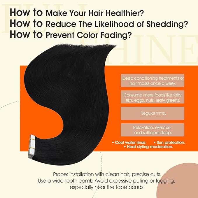 Full Shine Tape in Hair Extensions Remy Hair 20Inch Seamless Invisible Tape in Extensions Human Hair Color 1B Off Black Hair Extensions Silky Straight Real Human Hair Adhesive Extensions 50G 20Pcs