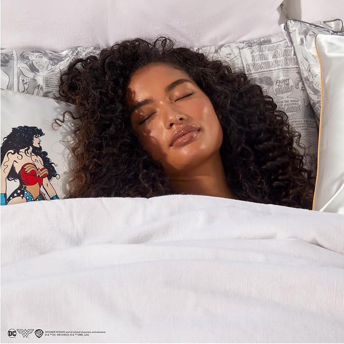 Kitsch Wonder Woman (Comic) Satin Pillowcase with Zipper Softer Than Silk, Luxury Cooling Pillowcase for Hair & Skin, Wrinkle Prevention, King Size (19X36)