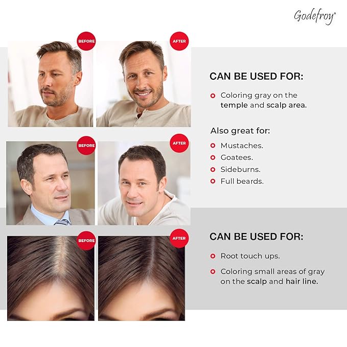 Godefroy Hair Color Kit for Spot Coloring, Covers Up Gray Hairs, Natural Black, 4-Application Kit