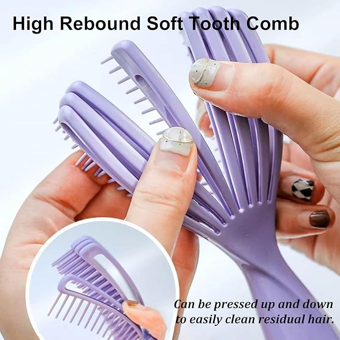 Hair Brush for Afro American/African Hair Textured Professional Curved Vented Brush Wet Dry Curly Hairbrush Detangling Massage Hairdressing Comb (Green, Small)