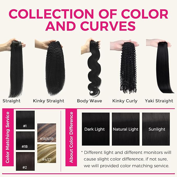 Lashey Hair Extensions Human Hair Clip in Extensions Kinky Curly 120g 7pcs Clip in Real Hair Extensions 18 Inch Natural Black Hair Extensions Real Human Hair for Black Women