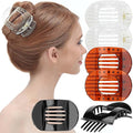 RC ROCHE 6 Pcs Flat Claw Hair Clips for Women Thick Hair French Round Duckbill Square Secure Strong Hold Grip Clamps Barrettes Curved No Slip No Crease Styling Cute, Medium Black, Brown & Transparent