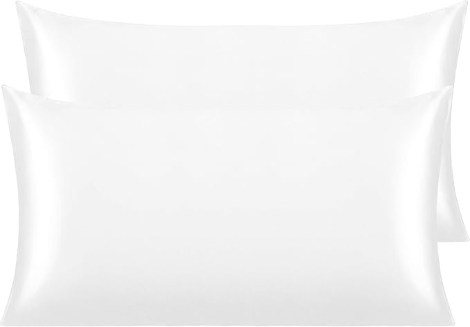 NTBAY 2 Pack Satin King Pillowcases for Hair and Skin, Luxurious and Silky Pillow Cases with Envelope Closure, 20x40 Inches, White