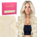 WENNALIFE Invisi Edge Tape in Hair Extensions Human Hair, 14 Inch 25g 10pcs Platinum Blonde Invisible Luxury Remy Hair Extensions Natural Seamless Injected Tape Straight Extensiones De Cabello Humano