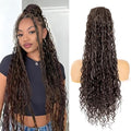 Drawstring Ponytail for Women 24 inch Boho Box Braids with Long Wavy Hair Clip in Ponytail Extension Synthetic Hair Extensions Ponytail for Daily Use (4#, 24 Inch)