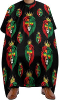Women Rasta Flag Reggae King Lion Black Haircut Barber Cape Cover, Extra Large Hairdressing Apron for Home Stylists, Easy Clean