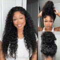 360 Deep Wave Lace Front Wigs Human Hair 200% Density 360 HD Lace Front Wigs Deep Wave Pre Plucked With Baby Hair Curly Full Lace Wig with Adjustable Straps for Women (22 Inch)