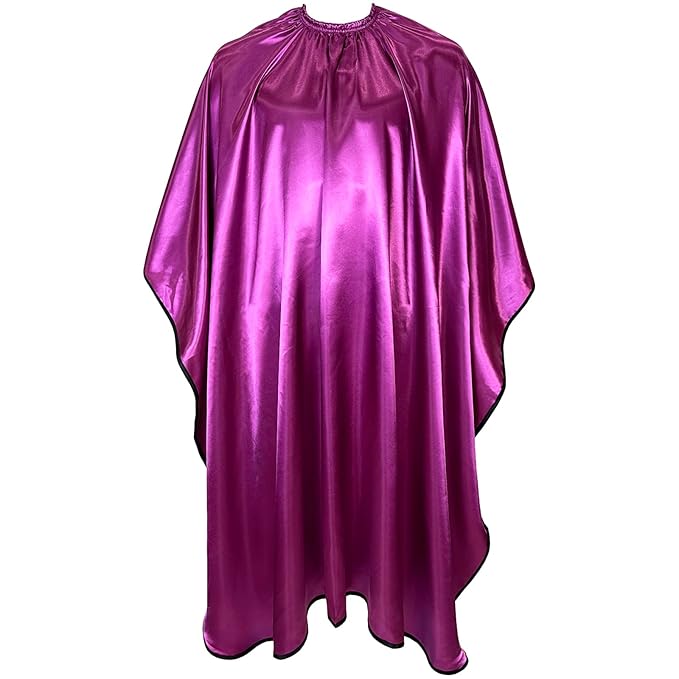 Salon Styling Capes for Clients, Hair Dye Cutting Capes with Elastic Hooks, Waterproof Light Weight Satin Sheen Styling Cape Barber Gown for Stylist, 63”*56”(Purple)