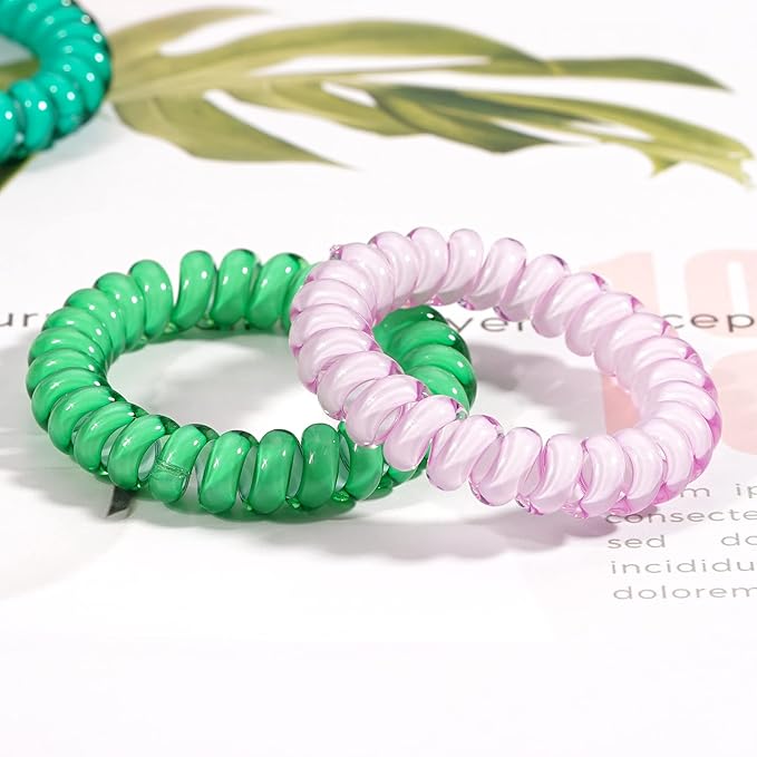 DED Spiral Hair Ties, 24 Pcs No Crease Hair Ties, Colorful Ponytail Holders Hair Accessories for Women Girls-Crystal Candy Colors