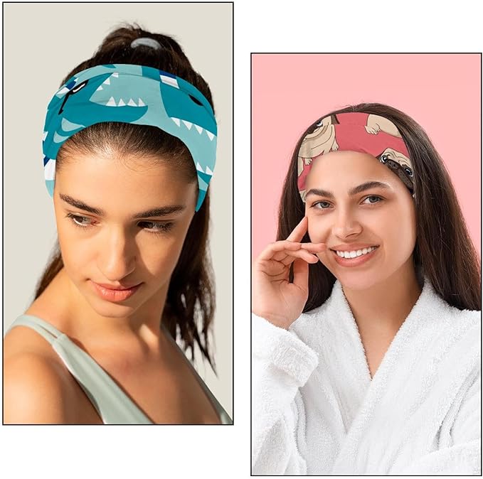 6 Pcs Stretchy Headbands for Women, Absorbed Sport Headband Soft Twist Knotted Headbands for Daily Life Yoga Workout, Dogs Collection Multi Animal