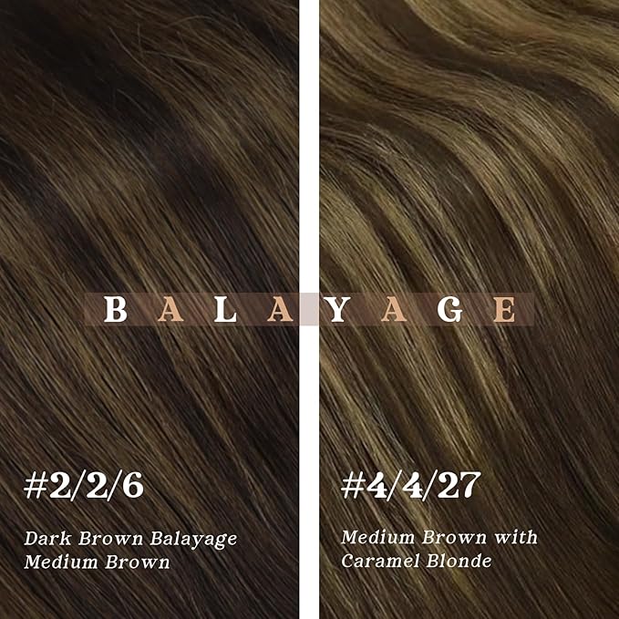 Ve Sunny Clip in Hair Extensions Real Human Hair, Human Hair Clip in Extensions, Balayage Clip in Hair Extensions Dark Brown Ombre Caramel Blonde, 12inch 5pcs 80g